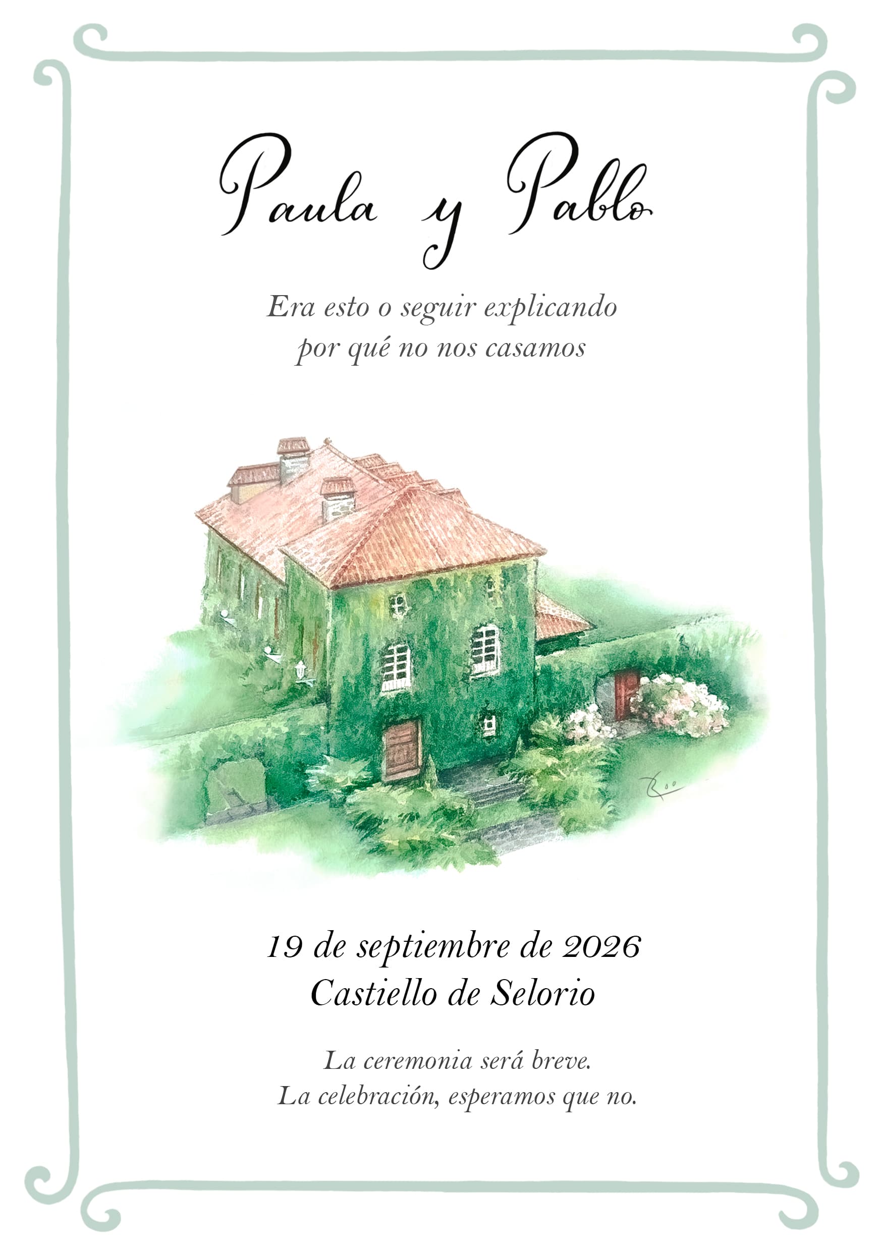 Invitación de boda de Paula y Pablo